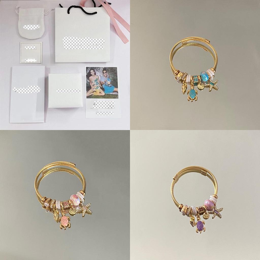 Ocean Breeze Shell And Starfish Jewelry Bracelet With Stainless Steel Material For Summer Vacation Style