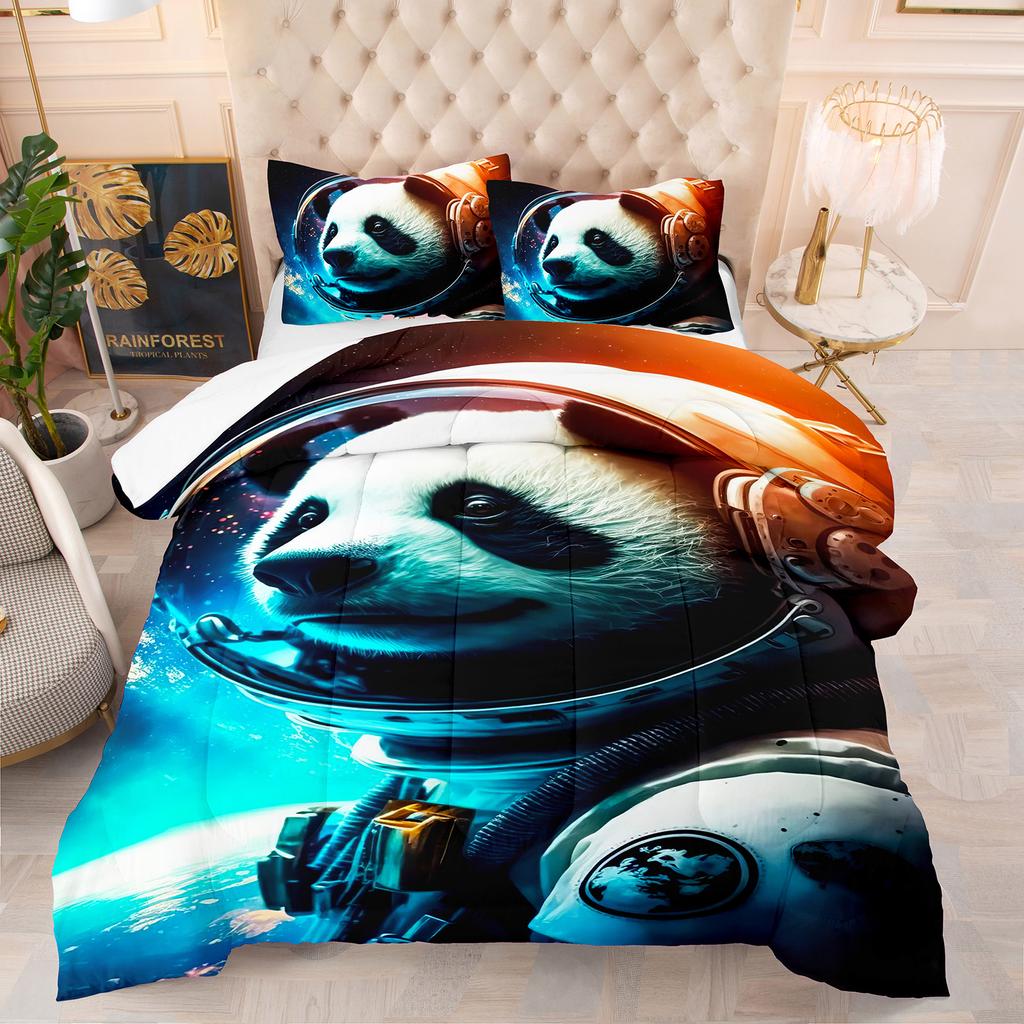 Bettdecke Süßer Panda spielt Wasser Thema Heim-Bettdecke Steppdecke Gänsedaunen-Bettdecke King Queen 3D-Decke Größe Twin