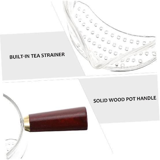 KICHOUSE 1pc Tea Dispenser Cup with Wooden Handle Heat-resistant Public Tea Cup Stylish Teaware Accessory for Home Use Easy Pour Design and Reusable