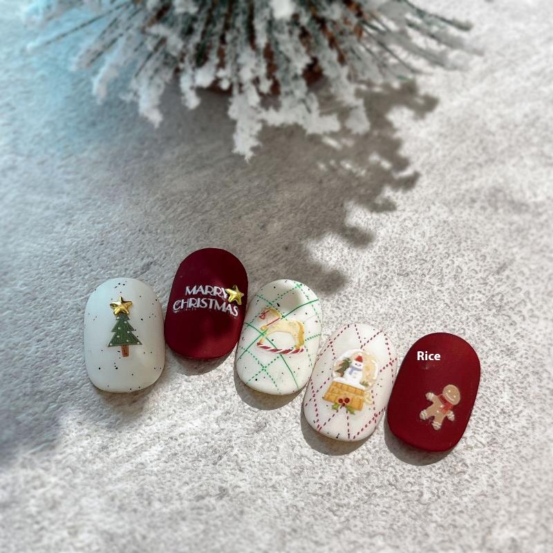 Cute Christmas Snowman Christmas Tree Santa Claus Nail Stickers Kawaii Art Stickers Diy New Year Accessories Manicure Decals