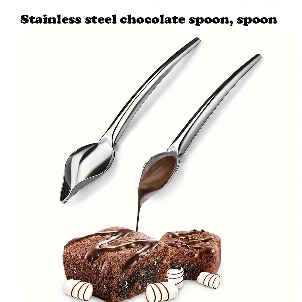 1PC DIY Stainless Steel Chocolate Spoon with Floral Decorative Filter for Pastry Baking Cake Tool