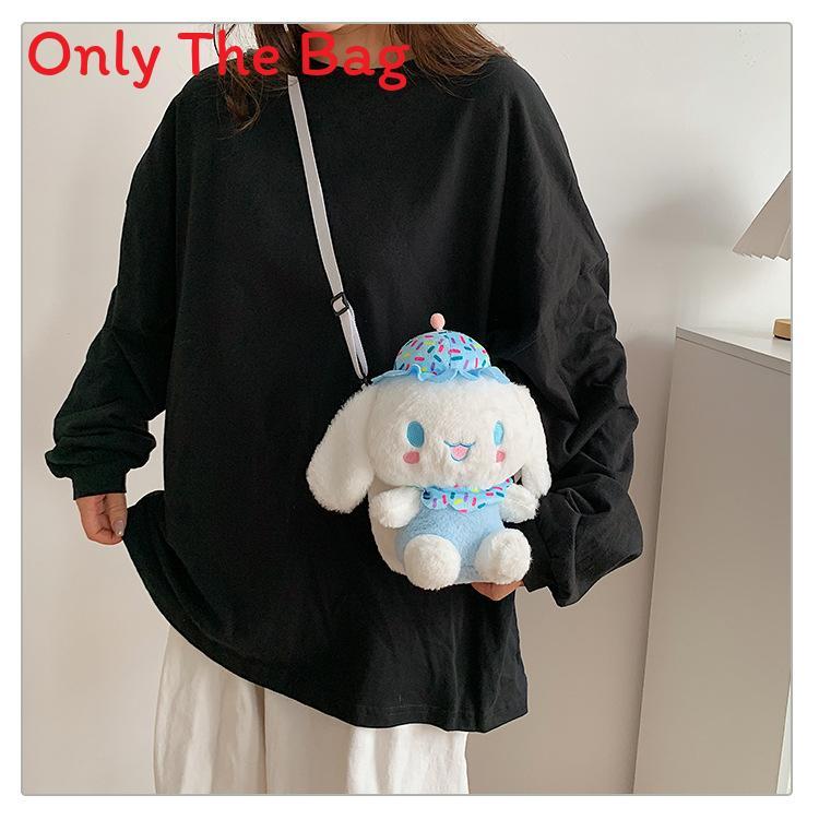 Small Cartoon Plush Dog Crossbody Bag For Women With Zipper Closure And Inner Pocket