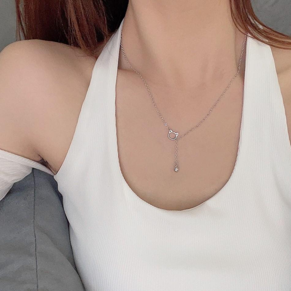 Einfaches Design Katze Halskette Weibliche Persönlichkeit Klein Frisch Niedlich Student Glocke Anhänger Schlüsselbein Kette Trend