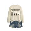 Womens Oversized Cotton Blend Hoodie Sweatshirt With Graphic Print Winter Casual Wear