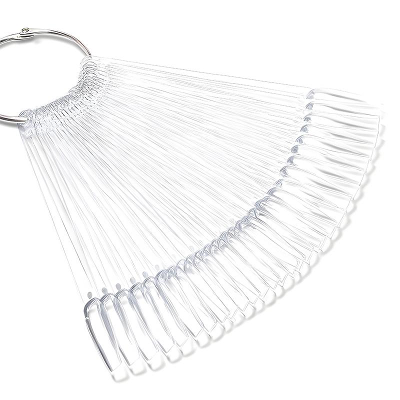 

50/100 Pcs Clear Nail Practice Tips Fan Shape Gel Polish Color Testing Swatch Samples Flat Nail Art Training Models