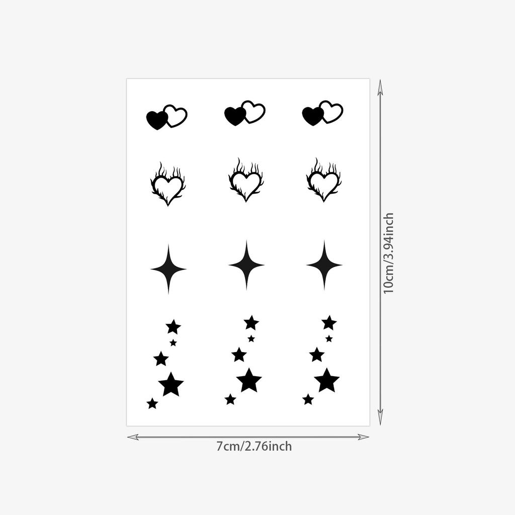 Tatuaggio Adesivo Dita Stella Vento Oscuro Amore Impermeabile Duraturo Femminile Mini Fiamma Amore Stella Nera Adesivo