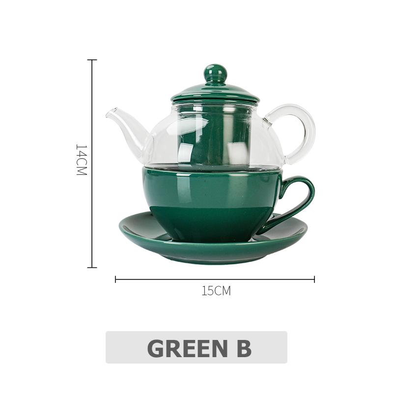 Ceramic Tea for One Set Checkered Design Glass Teapot Fine Bone China Saucer Teacup Tea Strainer Infuser Teaware with Gift Box