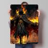 Fire Mage In Black Robes Tinplate Posters Customizable Wall Art Retro Vintage Metal Signs for Home Room Bar Accessories Garden