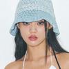 Poesiedame RING KNIT BUCKET HAT IN BLUE MIST