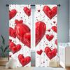 2pc Valentine's Day Red Heart Printed Curtains   Polyester Fabric   Machine Washable   Suitable for Living Room Bedroom Decoration