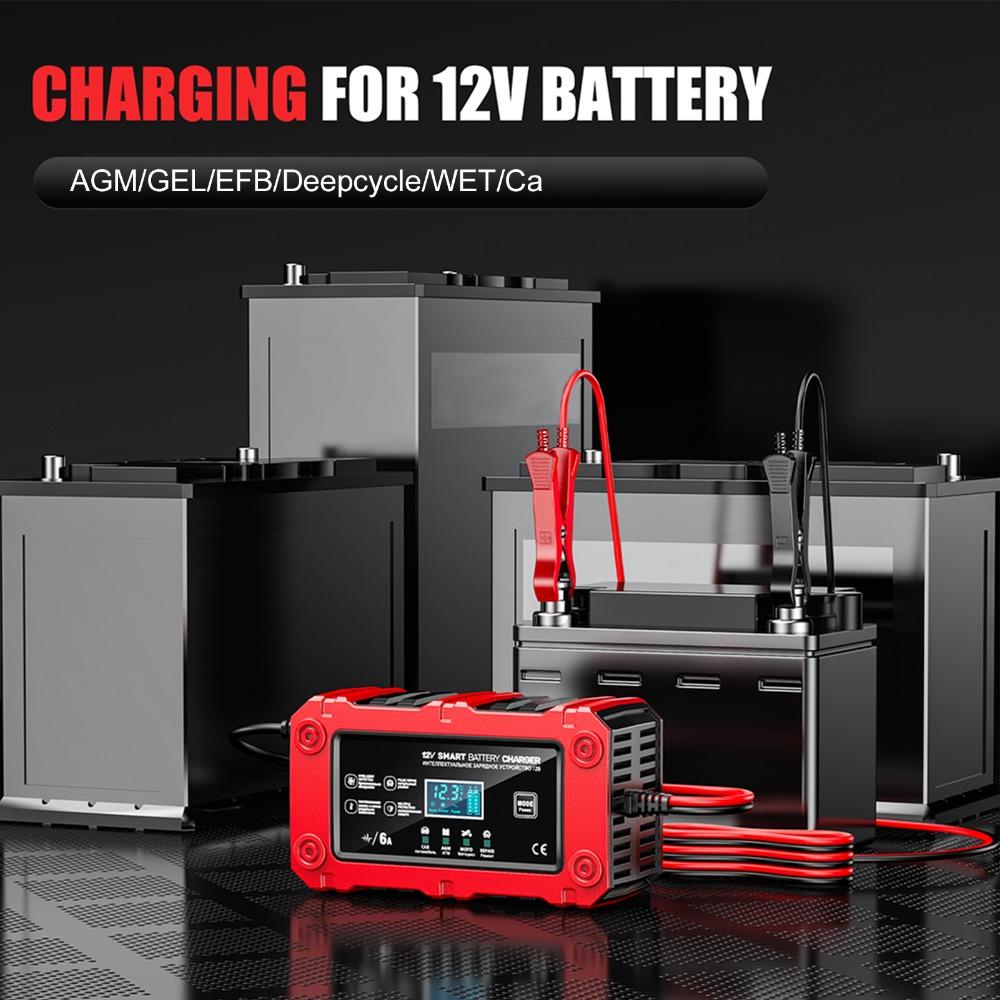 12V 6A Smart Battery Charger ABS Car Battery Charger 12V Battery Charger  Battery Maintenance