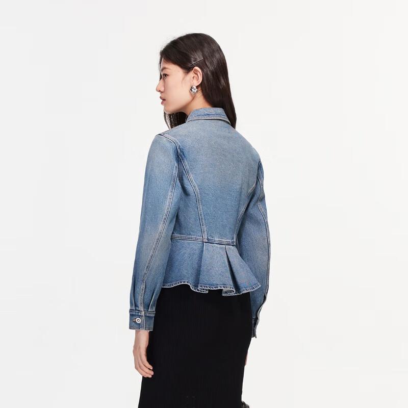 Veromoda Women's Ruffled Denim Short Jacket