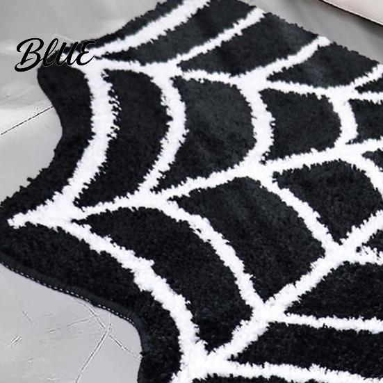 Fade Resistant Floor Bathroom Rug Web Mat Bath Carpet Spider Halloween Gothic Non-slip Mat Black Bat Rug for Home