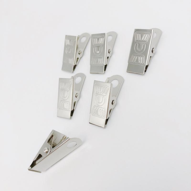

Brand Metal ID Badge Holder Clip with Embossed English Lettering and Anti-slip Spring Black Nickel Name Tag Clip срібний