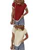 Women's Short Sleeve Ribbed Knit T-shirt - Casual Spring/Summer Top