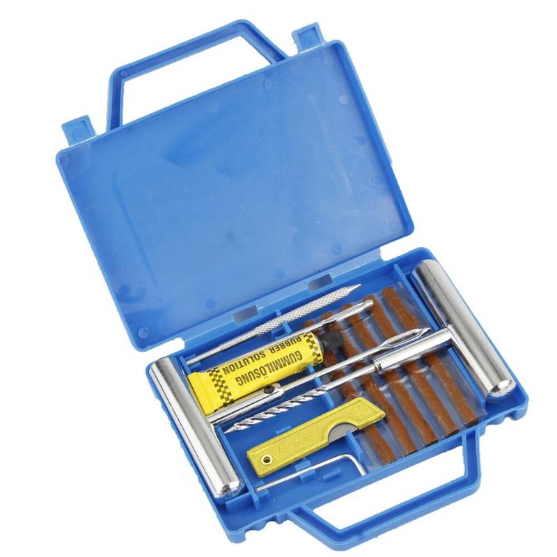 Universal Car Tire Repair Kit with Box Emergency Puncture Repair Tools for Car Motorcycle Bicycle Tyre Quick Fix Portable