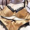French Thin Cup Lingerie Set Sexy Lace Push Up Bra Fashion Women Silk Fabric Underwear High Quality Intimates Bras and Panties