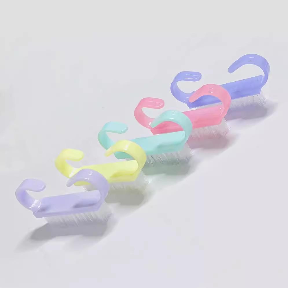 Macaron Colored Nail Dust and Cleaning Brush for Nail Art