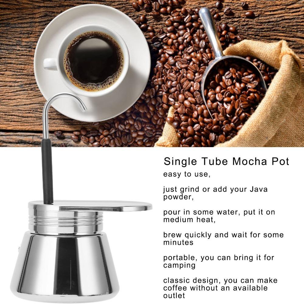 Hand Pour Mocha Coffee Pot 304 Thickened Steel Mini Coffee Maker Outdoor Portable Use 50ml/1 Cup