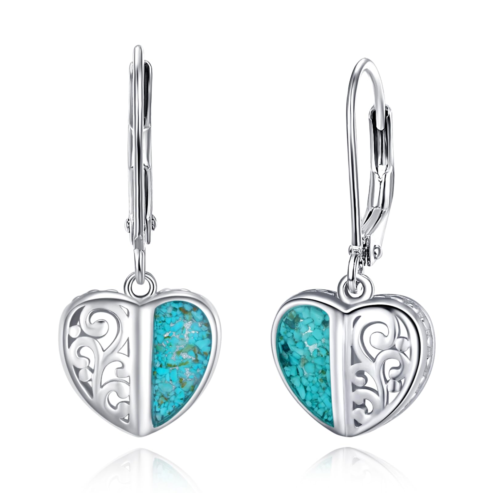 

lwoowl Heart Hook 925 Dangling Platinum Swing Gift for White Anniversary Women s Earrings, Earrings, Silver, Hypoallergenic, Earrings, Love, Openwork,