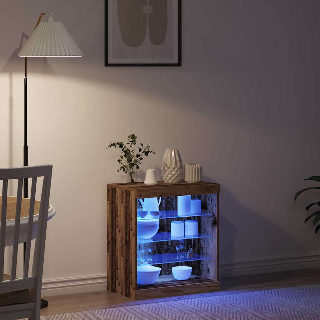 LED Sideboard in Rustic Wood Look 60.5 x 37 x 67 cm Particleboard