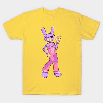 T-shirt Homme Noir Imprimé Jax The Amazing Digital Circus Impression sur Papier de Transfert sans Découpe T-shirt en Coton