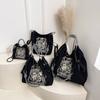 Women'S Embroidery Shopping Bag Large Capacity Underarm Bag Nylon Messenger Bag Environmentally Friendly Supermarket Portable Foldable Shoulder Bag