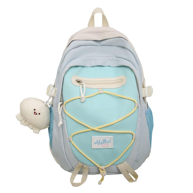 Schoolbag small fresh contrasting color backpack female ins Japanese sweet wind junior high school student schoolbag trend large capacity backpack