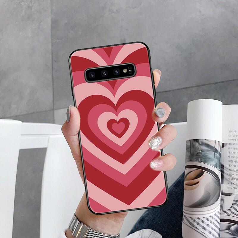 Phone Case for Samsung Galaxy S22 S20 Ultra S20 S22 Plus S21 S10 S9 S8 Plus S10E S20 FE Brown Heart Circle Phone Capa