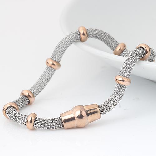 High quality Three stainless steel clasp Bracelets with charms cable mesh bracelet chain bracelet for men or women