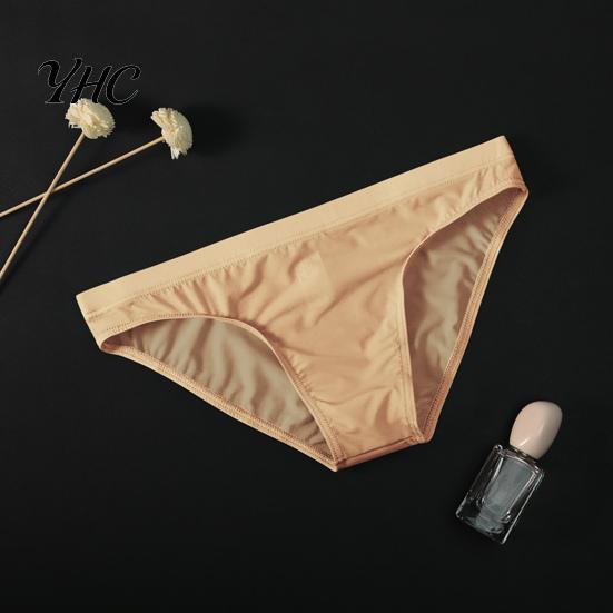 Men Underpants Briefs Stretchy Breathable Comfortable Soft See Through Trendy Ice Silk Sexy Low Waist Panties Daily Life
