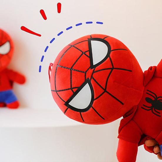 Stuffed Hooded Spider Boy Plush with Hanging Lanyard Soft PP Cotton Movie Character Hero Plushie Toy Doll Home Decoration Kids Adults Fans Gift