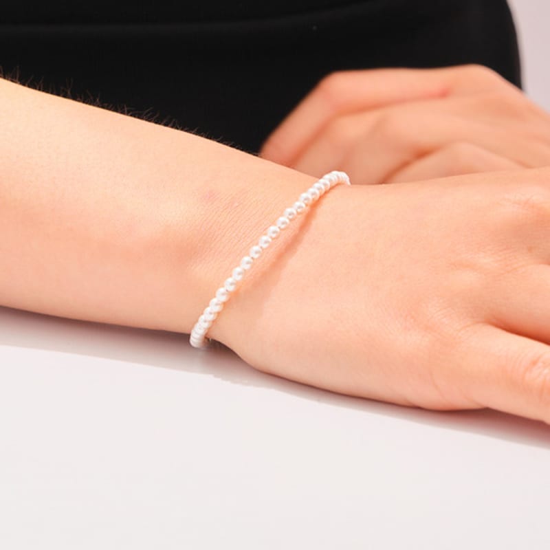 

cotoit Small Point Pearl Bracelet (3mm) platinum-plated silver