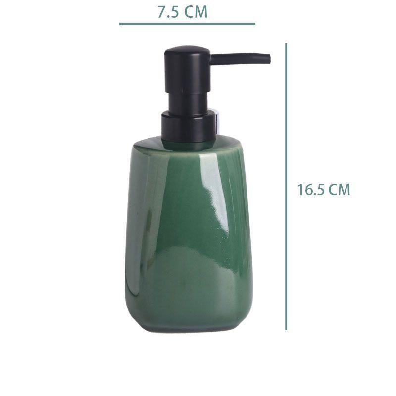 European Style Ceramic Lotion Bottle Green Mouthwash Cup Toilet Brush Hotel Shampoo Lotion Storage Bottle Bathroom Accessories