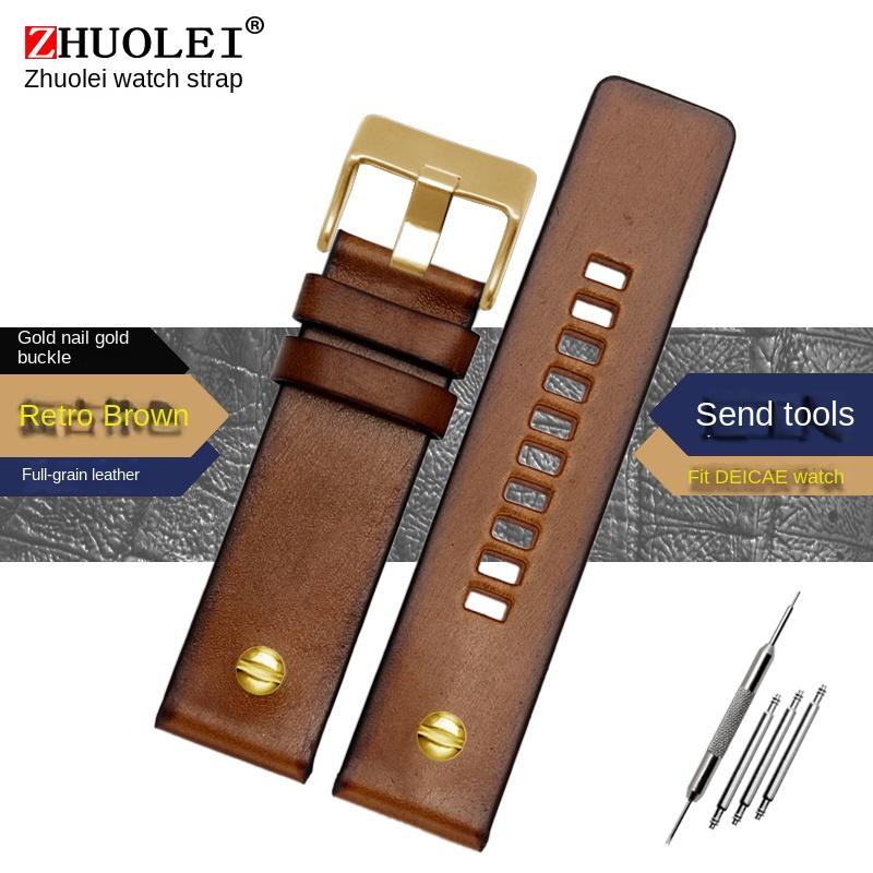 Pro Diesel DZ7257 DZ4323 DZ7348 DZ7313 DZ7312 DZ4318 originální kožený řemínek na hodinky pánský velký ciferník Retro nýtovaný hovězí řemínek na hodinky