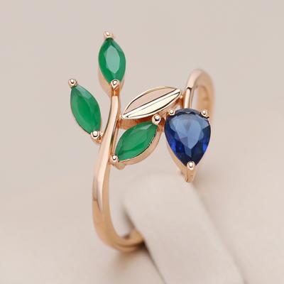 Vintage Leaf Rings For Women Simple  Rose Gold With Natural Zircon Korean Ring High Quality Daily Fine Jewelry