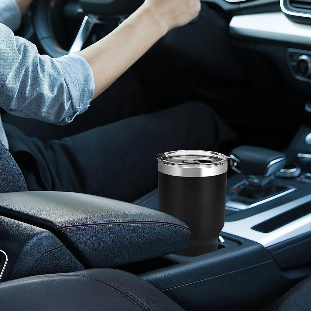 Gobelet 30 oz Double paroi Acier inoxydable Isolé sous vide Mug de voyage avec couvercle anti-éclaboussures Paille en métal et brosse