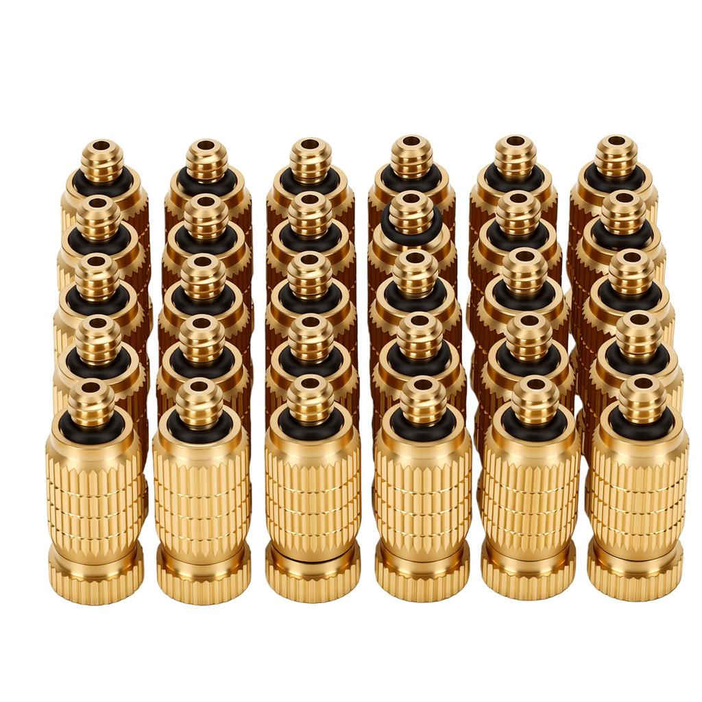 30pcs Brass Misting Nozzle 10 24 UNC Fogging Spray Head Misting System Tips for Landscaping Outdoor Cooling System