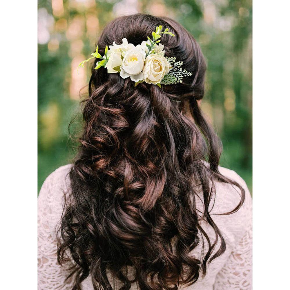 Bridal Crystal Hair Ornaments Flower Leaf  Hair Comb Flower Hair Comb Bridal Hair Accessories