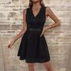 Fashion Women's Summer V Neck Casual Fashion Solid Color Pullover  Dress