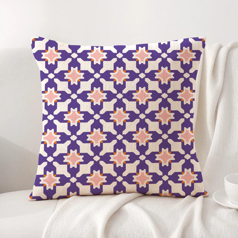 Abstract Houndstooth Pattern Cushion Cover Natural Linen Organic Fabric DoubleSided Printing Sofa Home Decor Gift Pillow Cover