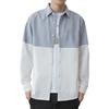 Spring Fall Men Shirt Turn-down Collar Printed Colorblock Button-down Cardigan Loose Streetwear Young Cargo Style Shirt Coat