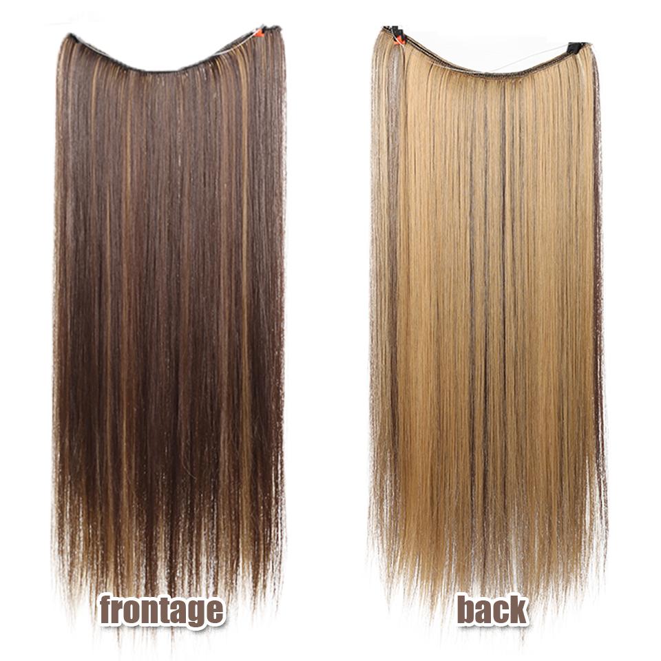 One-piece Straight Hair Extension Synthetic Wig Female Elastic Fishing Line Style Natural Seamless Smooth Hair Extension Wig
