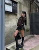 2025 Black High Heel Over-the-Knee Boots | 8cm Boost | European & American Style | Slim Fit Elastic Tube