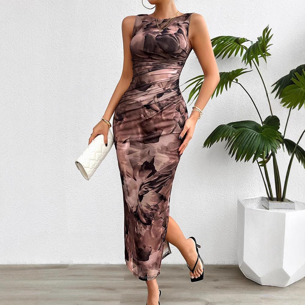 Jarní a letní temperamentní přiléhavé šaty bez rukávů