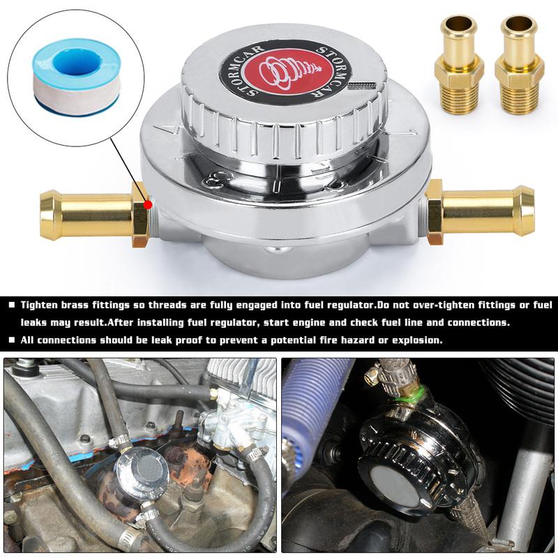 PQY - Universal 1.5 - 5 Psi Manual Adjustable Carburettor Carb Fuel Pump 5/16"(8mm) 3/8"(10mm) Fuel Line Pressure Regulator