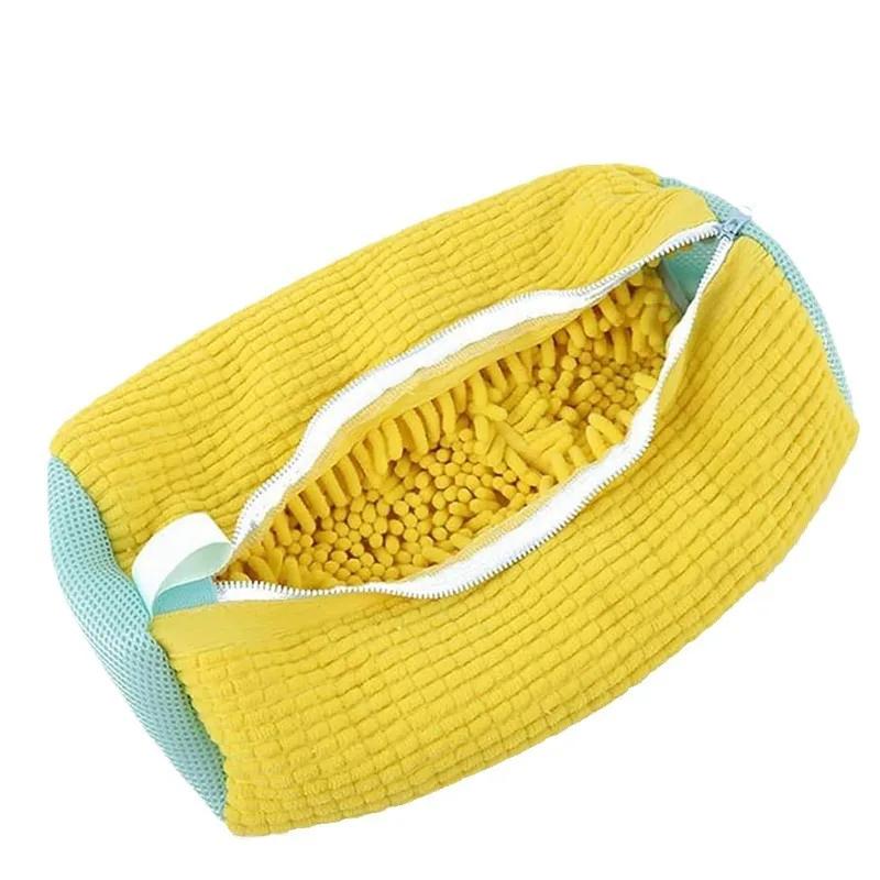 

1/2PCS Wash Shoes Bag Padded Net Laundry Shoes Protector Fluffy fibers Polyester Washing Shoes Machine Laundry Bag Drying Bags жёлтый