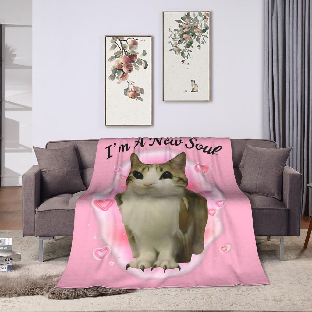 Im A New Soul Meowl Cat Owl Plush Blanket Students Flannel Throw Blanket For Couch Chair Warm Custom Quality Bedspread