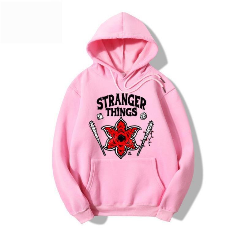 Stranger Things 4 Anime Print Velvet Hoodie Sweatshirt