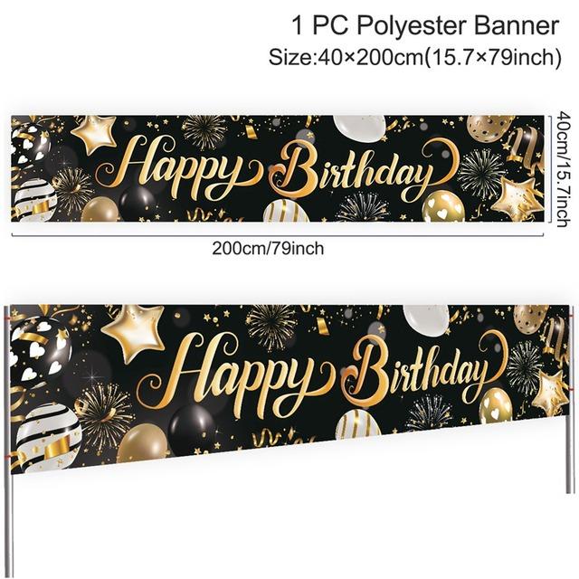 Black Gold Birthday Table Runner 30 50 Birthday Tablecloth Balloon Party Decoration For Home Backdrop Wedding Adult Anniversary